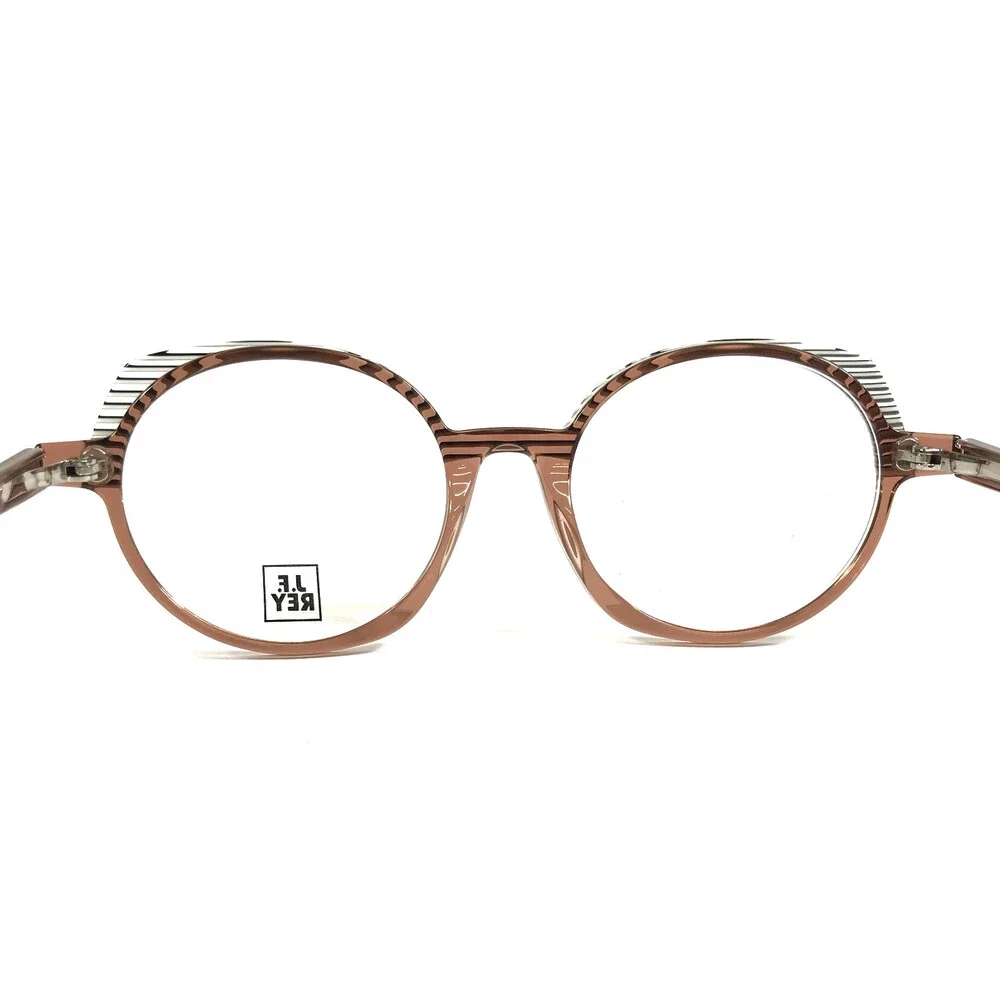 J.F. Rey Eyeglasses Frame JF1523 1089 Clear Brown Stripes White Black 52-19-143